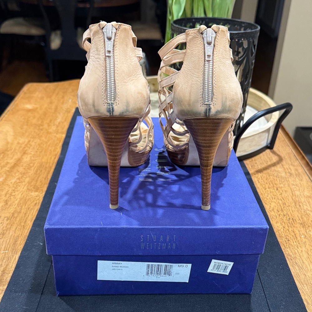 Stuart Weitzman Array Sand Nubuc Strappy Platform… - image 3